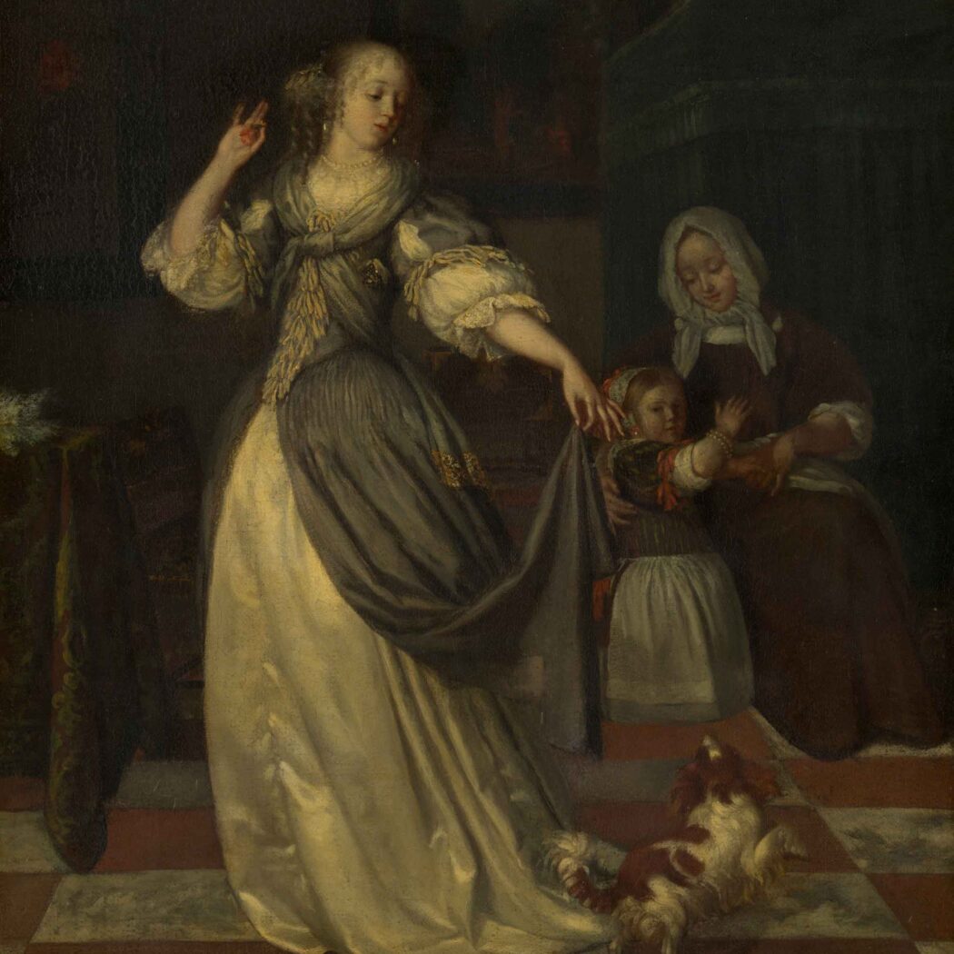 Eglon van der Neer: Lady Playing with a Dog