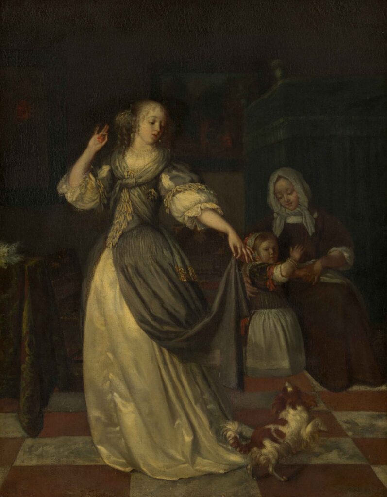 Eglon van der Neer: Lady Playing with a Dog