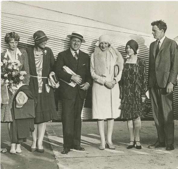 Amelia Earhart, Dorothy Putnam, Dan Schaeffer, Betty Brainerd, Anne Lindbergh, and Charles Lindbergh