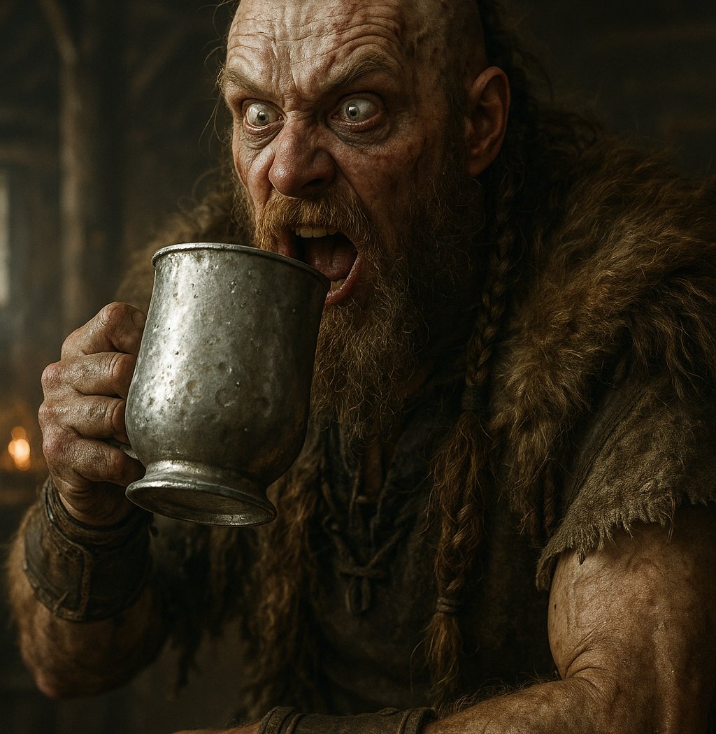 Viking swigging ale