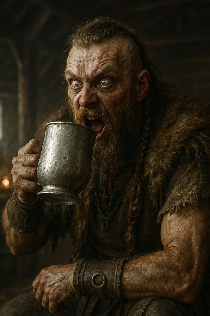 Viking swigging ale